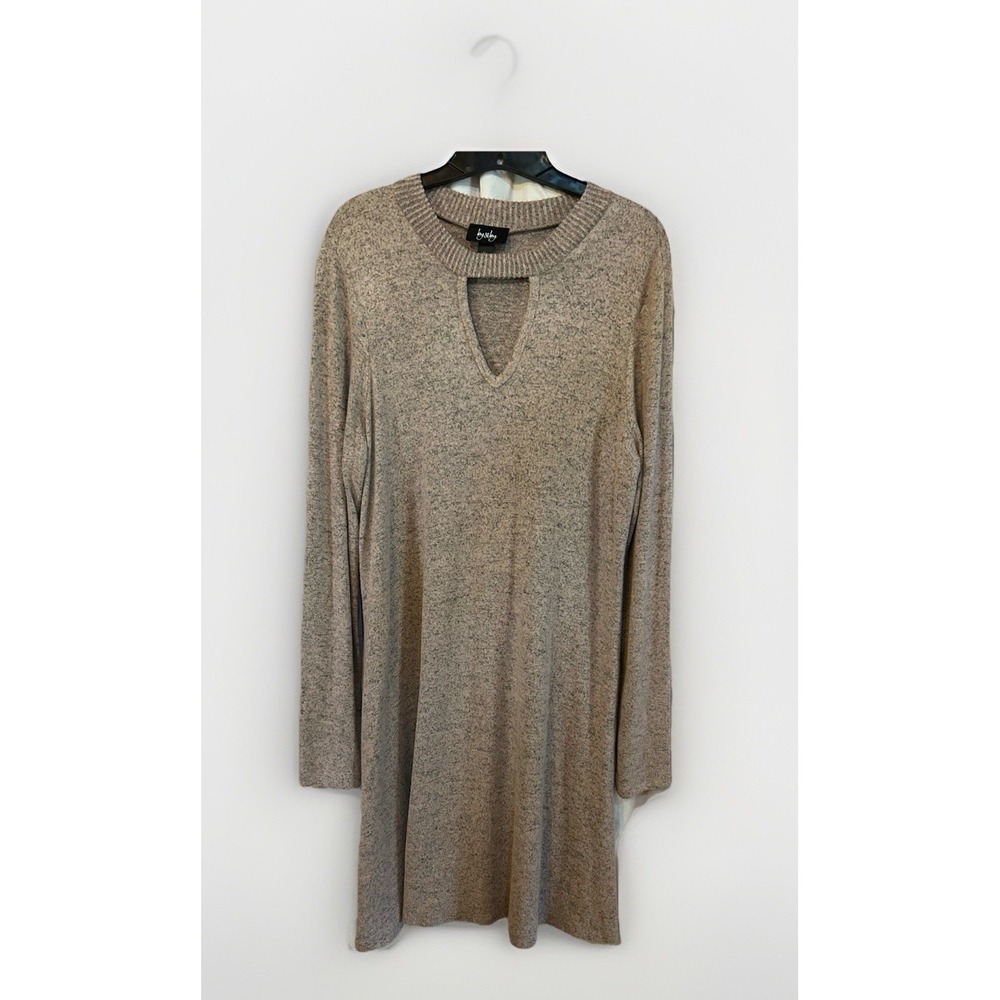By & By Womens Sweater Dress Pink Heather Long Sleeve Soft Knit Size XL